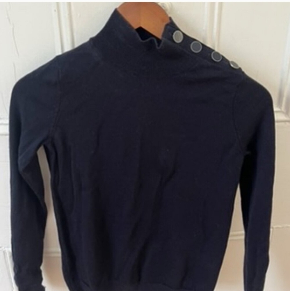 Sezane Navy Sweater with Shoulder Buttons - Picture 3 of 3